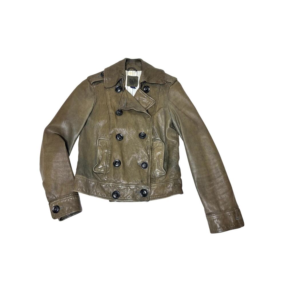 Gap Women’s Retro Leather Button Flight Jacket XS